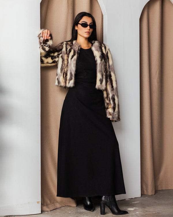 Faux Fur Maxi Dress Look